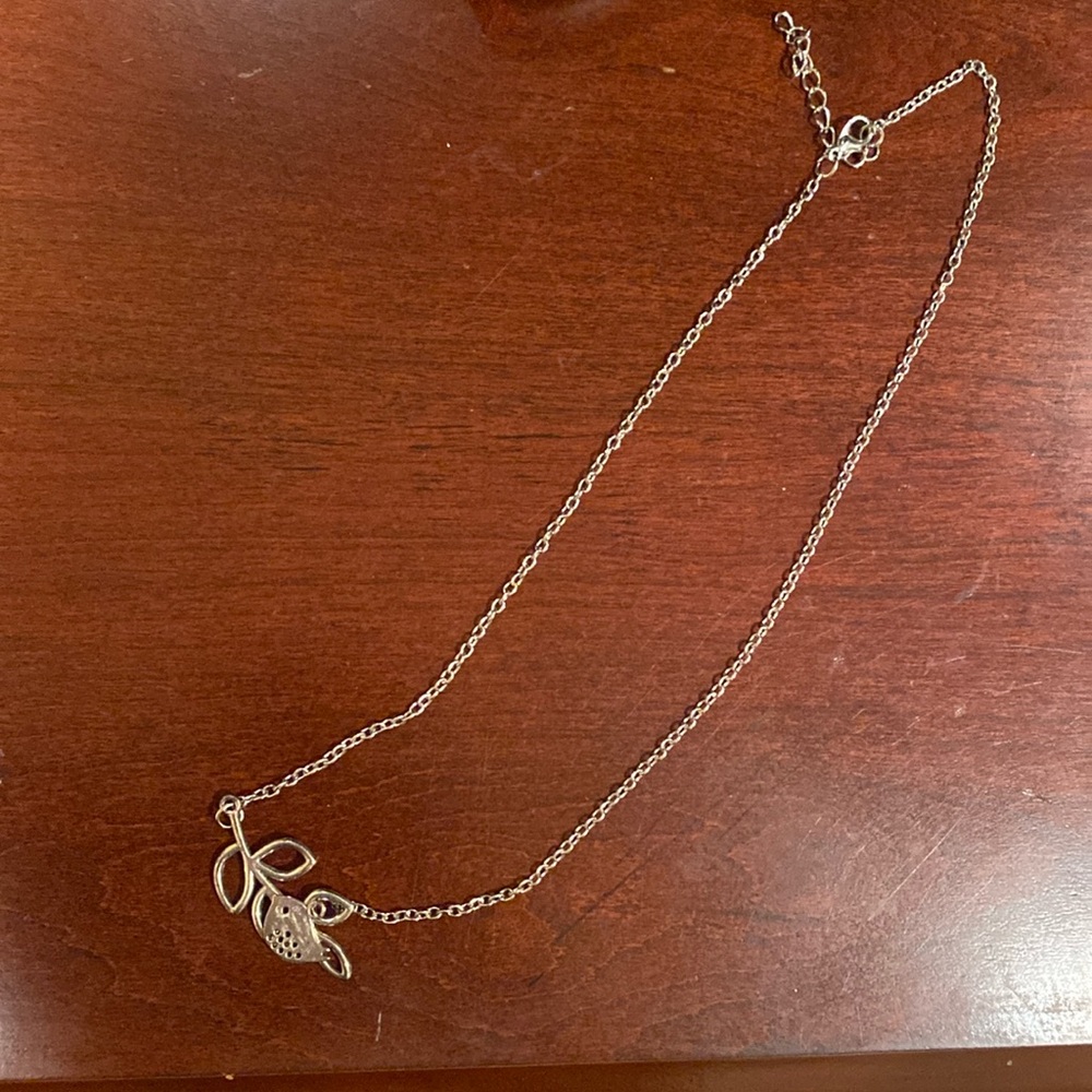 Bird and leaf necklace